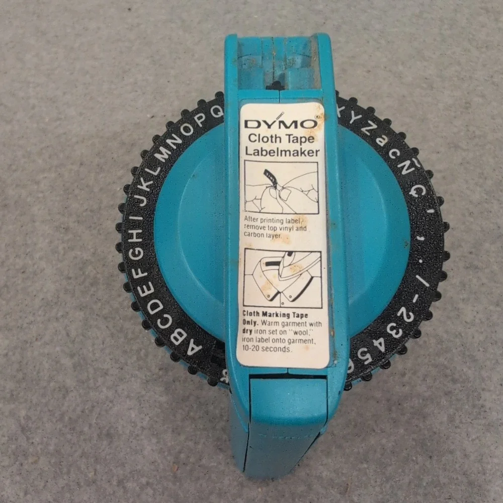 Vintage Dymo Cloth Tape Labelmaker Manual Embossing Tool Teal Blue NA308
